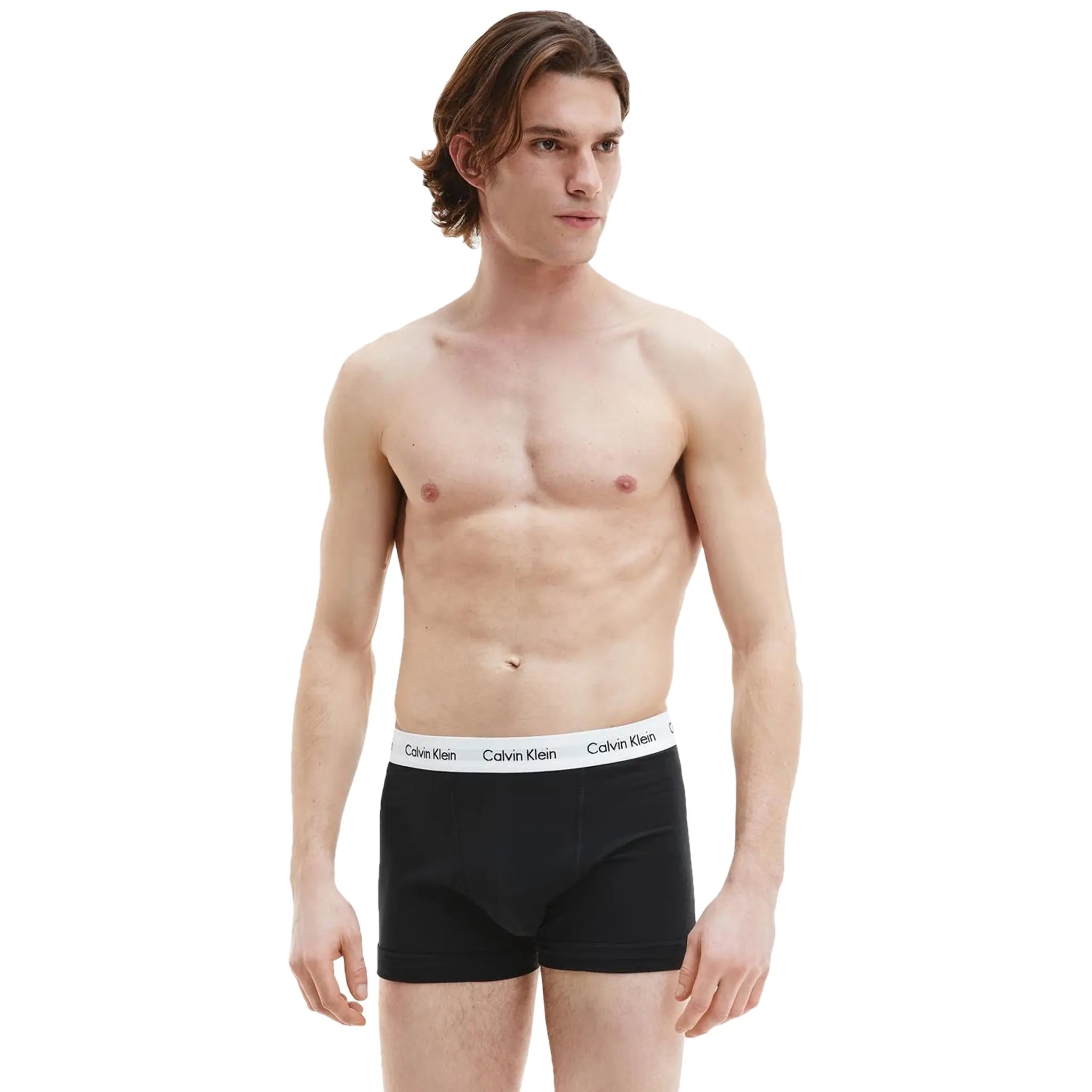 Model Black view of Calvin Klein Pack Cotton Stretch White Black Grey Boxer Shorts